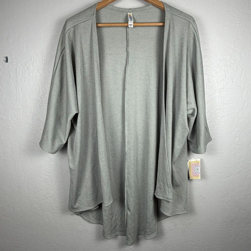 LuLaRoe Lindsay Cardigan Medium Gray Ribbed Open Front Duster Sweater NWT